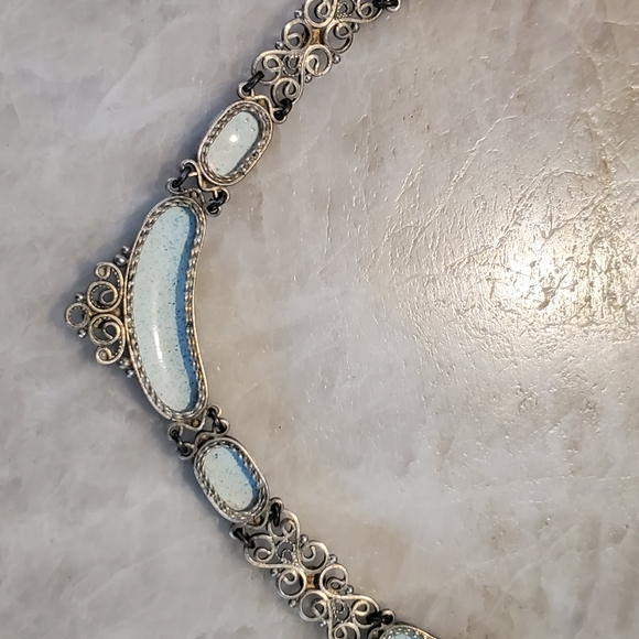 Enamel hand-painted necklace and earrings set - Picture 3 of 8